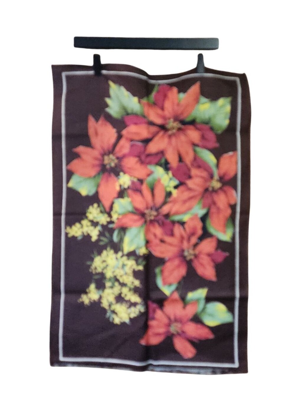 Vintage Irish Tea Towel Poinsettia Design Pure Irish Linen Ulster Weavers
